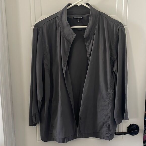 Eileen Fisher Gray Linen Blend Women's Jacket - Picture 1 of 4